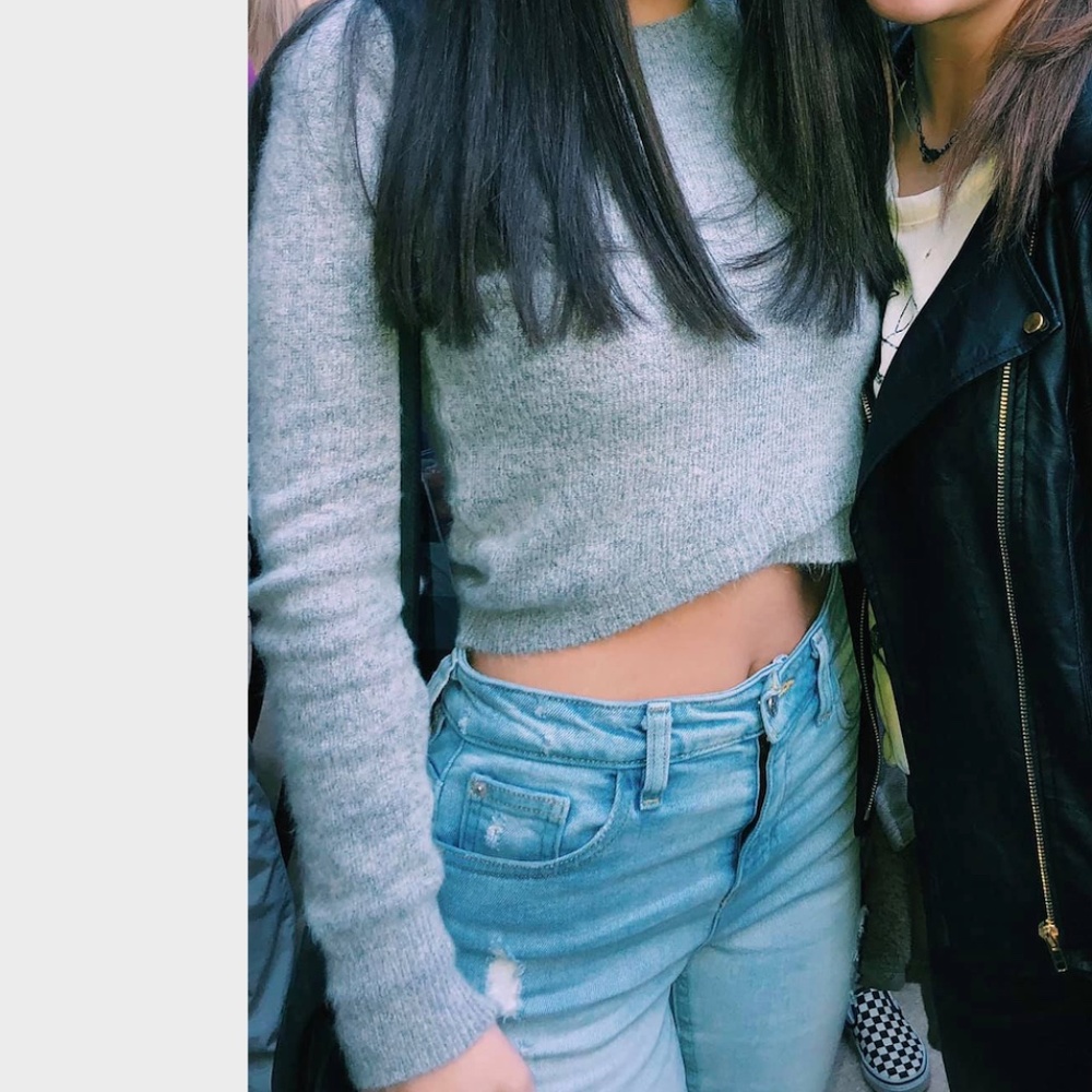 Olivaceous Cropped Grey Sweater